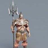 Barbarian Warrior Character With Spear