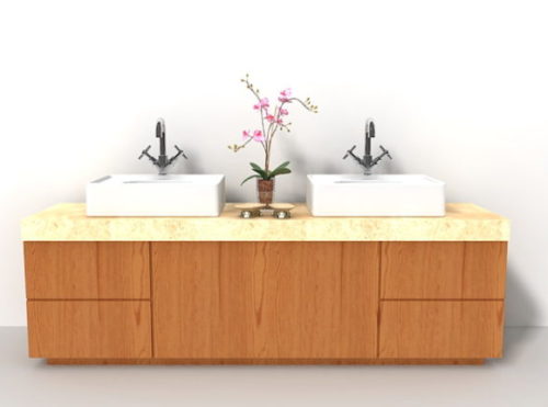 Wooden Style Bathroom With Sink Vanity