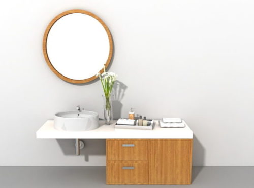 Bathroom Vanity Makeup Area With Mirror