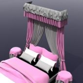 Girl Room Pink Bed With Curtain