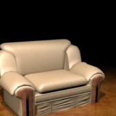 Furniture Beige Leather Reclining Sofa
