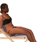 Bikini Woman Lying On Deck Chair Characters