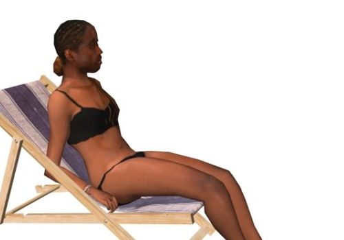 Bikini Woman Lying On Deck Chair Characters