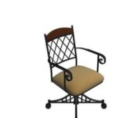Wheels Wrought Iron Chair