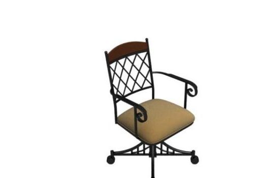 Wheels Wrought Iron Chair