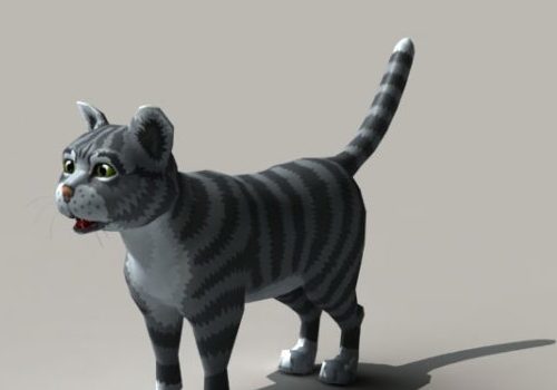 Black And Grey Cat Rigged | Animals