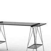 Black Glass Pony Desk | Furniture