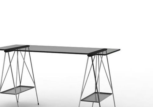 Black Glass Pony Desk | Furniture