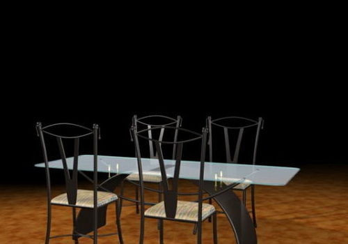 Metal Table Chair Dining Set