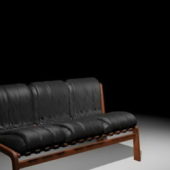 Black Leather Furniture Settee Bench