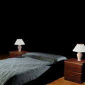 Furniture Black Soft Bed With Nightstands