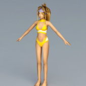 Blonde Girl Swimwear Game Character
