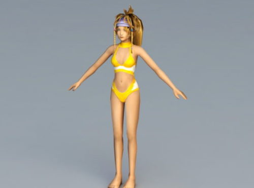 Blonde Girl Swimwear Game Character