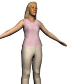 Blonde Woman Low Poly Character Characters