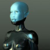 Blue Alien Robotic Girl Character