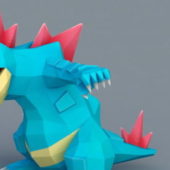 Cute Blue Cartoon Dinosaur Character