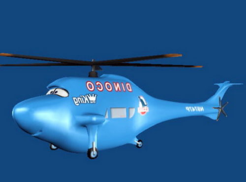 Cartoon Helicopter Blue Color