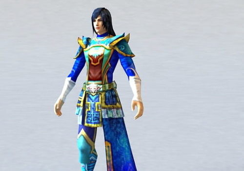 Blue Male Anime Character Warrior