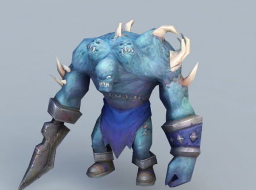 Game Character Blue Orc Warrior