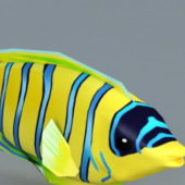 Aquarium Blue And Yellow Striped Fish