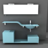 Blue Color Bathroom Vanity Furniture Set