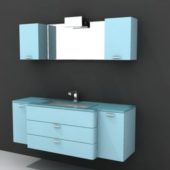 Blue Color Wall Cabinet Bathroom Vanity