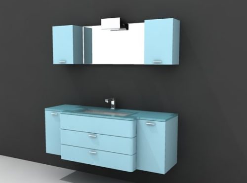 Blue Color Wall Cabinet Bathroom Vanity