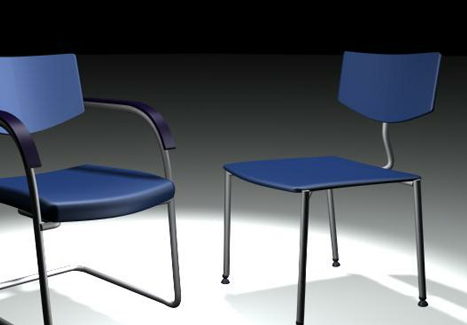 Blue Side Chair And Cantilever Chair | Furniture