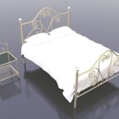 Metal Bed Furniture With Nightstand