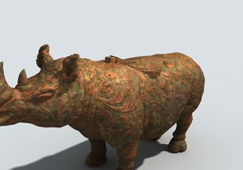 Park Bronze Rhinoceros Statue