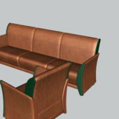 Brown Leather Furniture Sofa Set