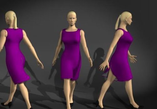 Office Woman Purple Dress Walking | Characters