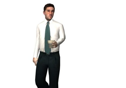 Businessman Holding A Cup Characters