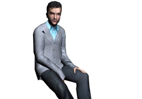 Young Businessman Sitting Characters
