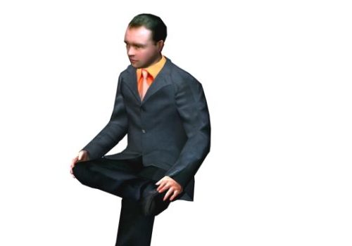 Businessman Sitting Leg Crossed Characters