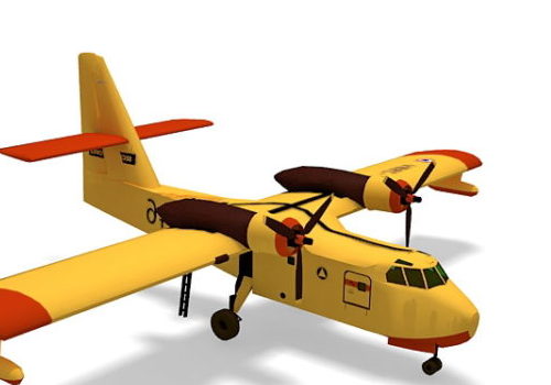 Yellow Canadair Firefighting Aircraft