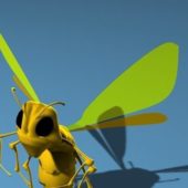 Flying Cartoon Bee Character