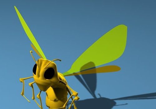 Flying Cartoon Bee Character