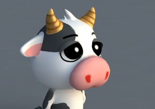 Cute Cartoon Cow Rigged