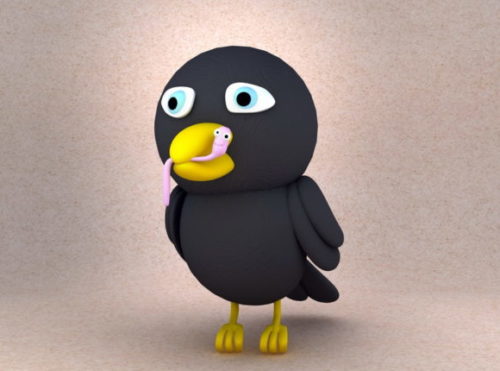 Cartoon Character Sad Crow Bird