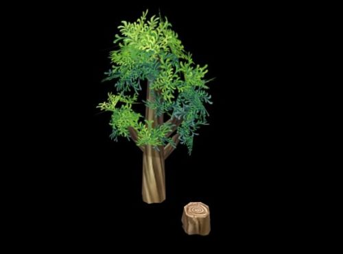 Cartoon Style Cypress Tree