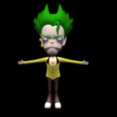 Cartoon Boy Character Green Hair