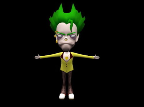 Cartoon Boy Character Green Hair