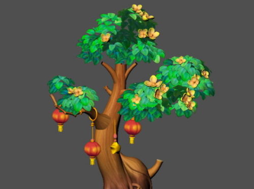 Cartoon Style Osmanthus Tree