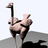 Cartoon Ostrich Lowpoly Character