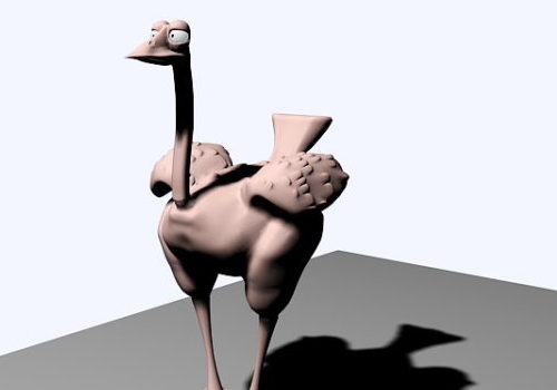 Cartoon Ostrich Lowpoly Character