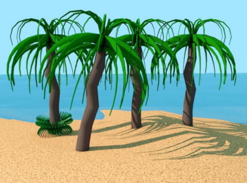 Cartoon Style Palm Tree Island