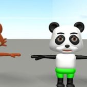 Wolf And Panda Cartoon Character
