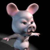 Cartoon Character Pig Rigged