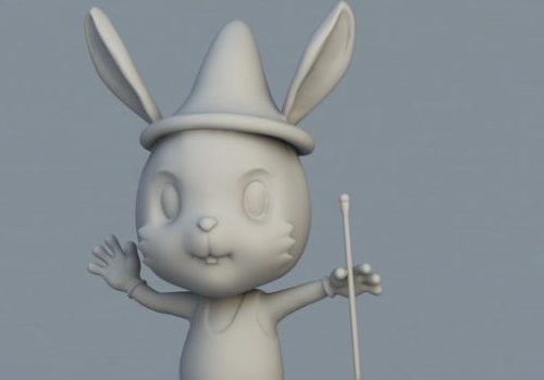 Cartoon Lowpoly Rabbit Magician